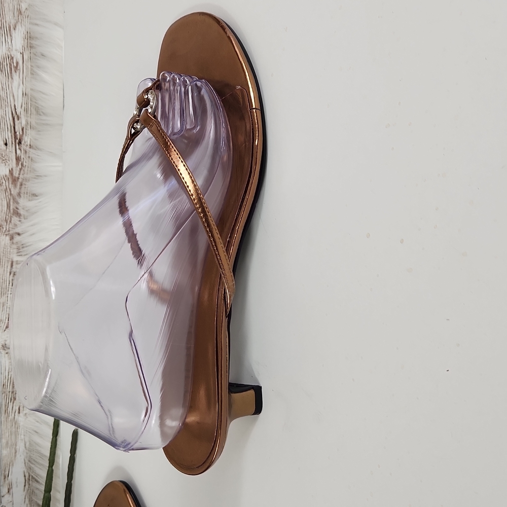 Moda, Women's Browns bronze, 1.5" heels, jeweled slip-on Sandal slides. Size 10M - Picture 2 of 10